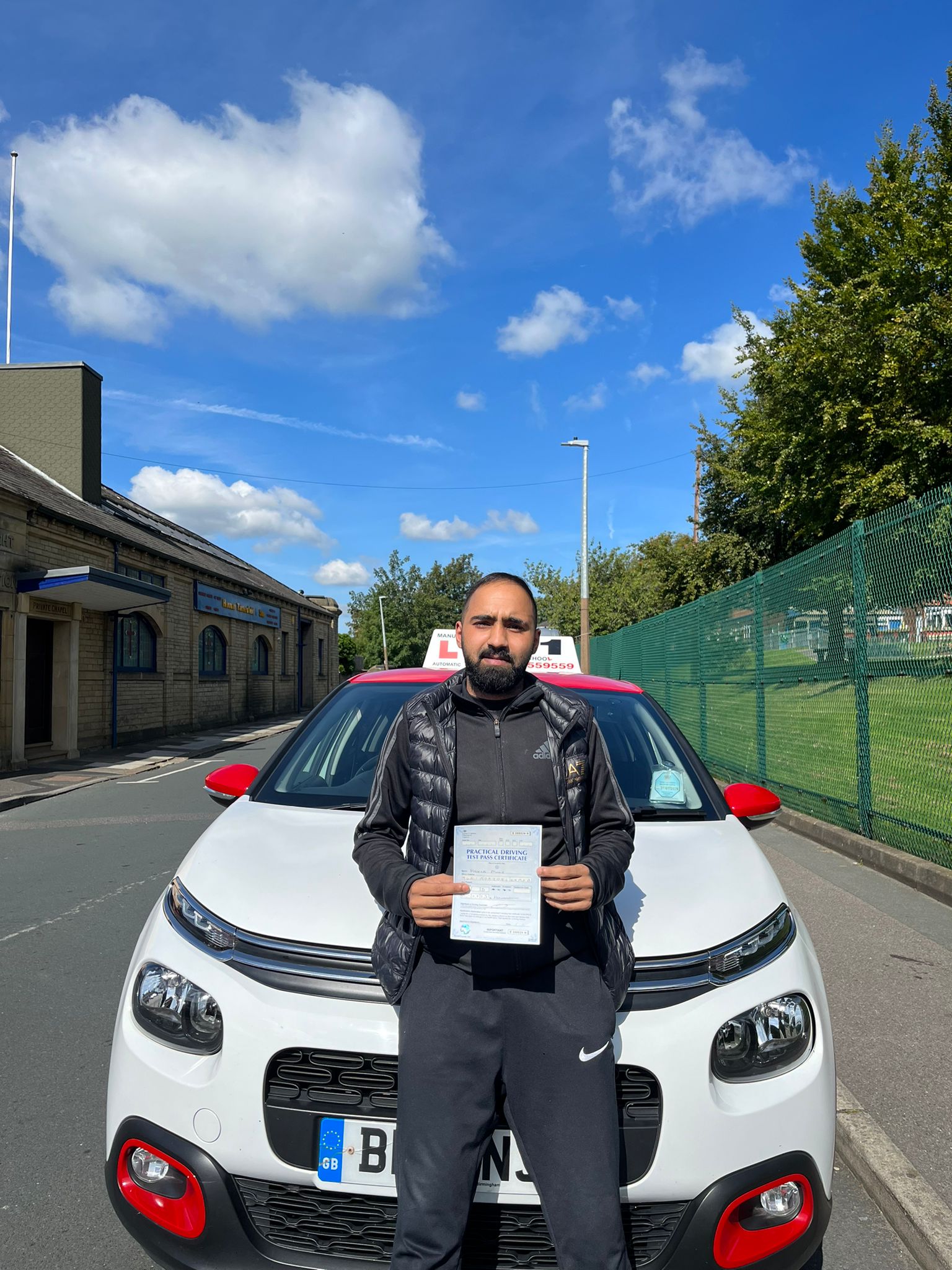 Student passing driving test with Al-Rida Driving School in dewsbury, wakefield, batley, mirfield, ossett, morley and surrounding areas